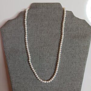 Classic Strand Of Cultured Pearls and Sterling Silver Necklace